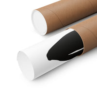 Two brown kraft paper mailing tubes, one open showing a white interior and the other partially open with a black shape visible inside, on a white background.