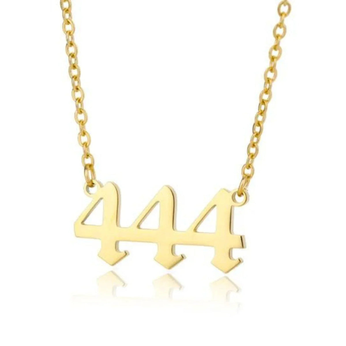 Gold angel number 444 necklace on a chain, spiritual jewelry, minimalist design