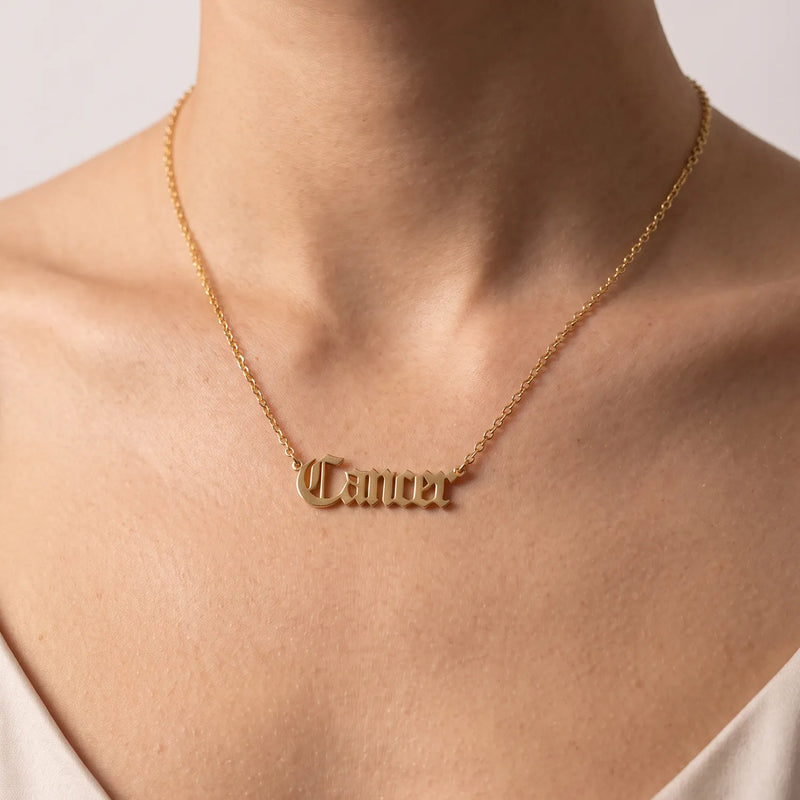 Cancer Scripted Gothic Zodiac Necklace