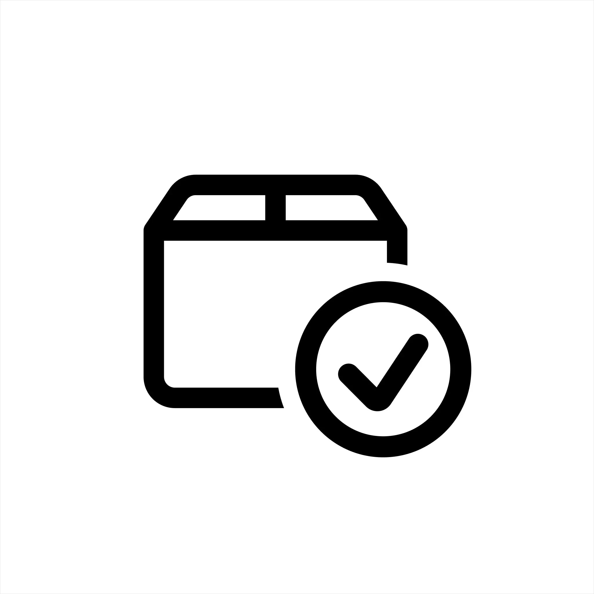 Package protection icon with box and check mark symbol for secure delivery
