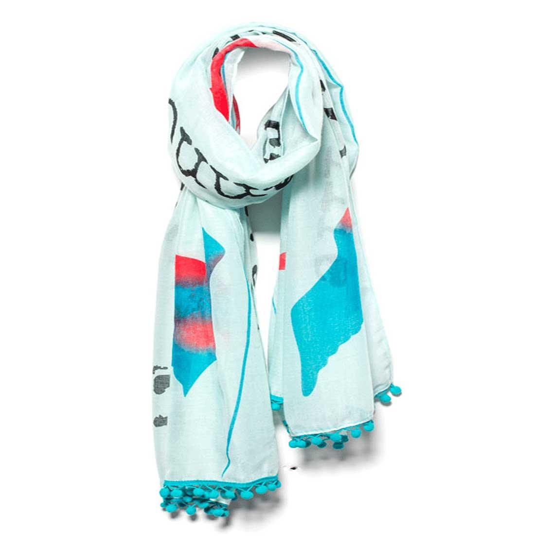 Mantra Scarf "Let Go of What You Cannot Change" Mantra Scarf "Be Mindful" Mantra  mindulness mantra affirmations intentions scarf pompom scarf