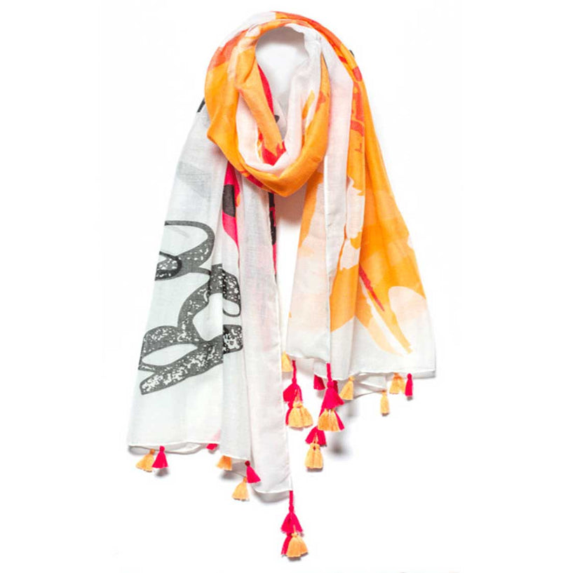 Mantra Scarf "Be Mindful" Mantra  mindulness mantra affirmations intentions scarf pompom scarf