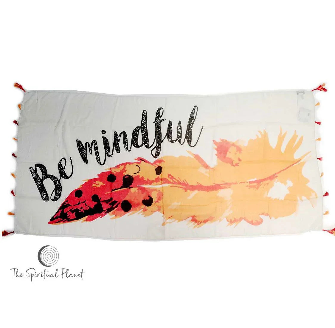 Mantra Scarf "Be Mindful" Mantra  mindulness mantra affirmations intentions scarf pompom scarf