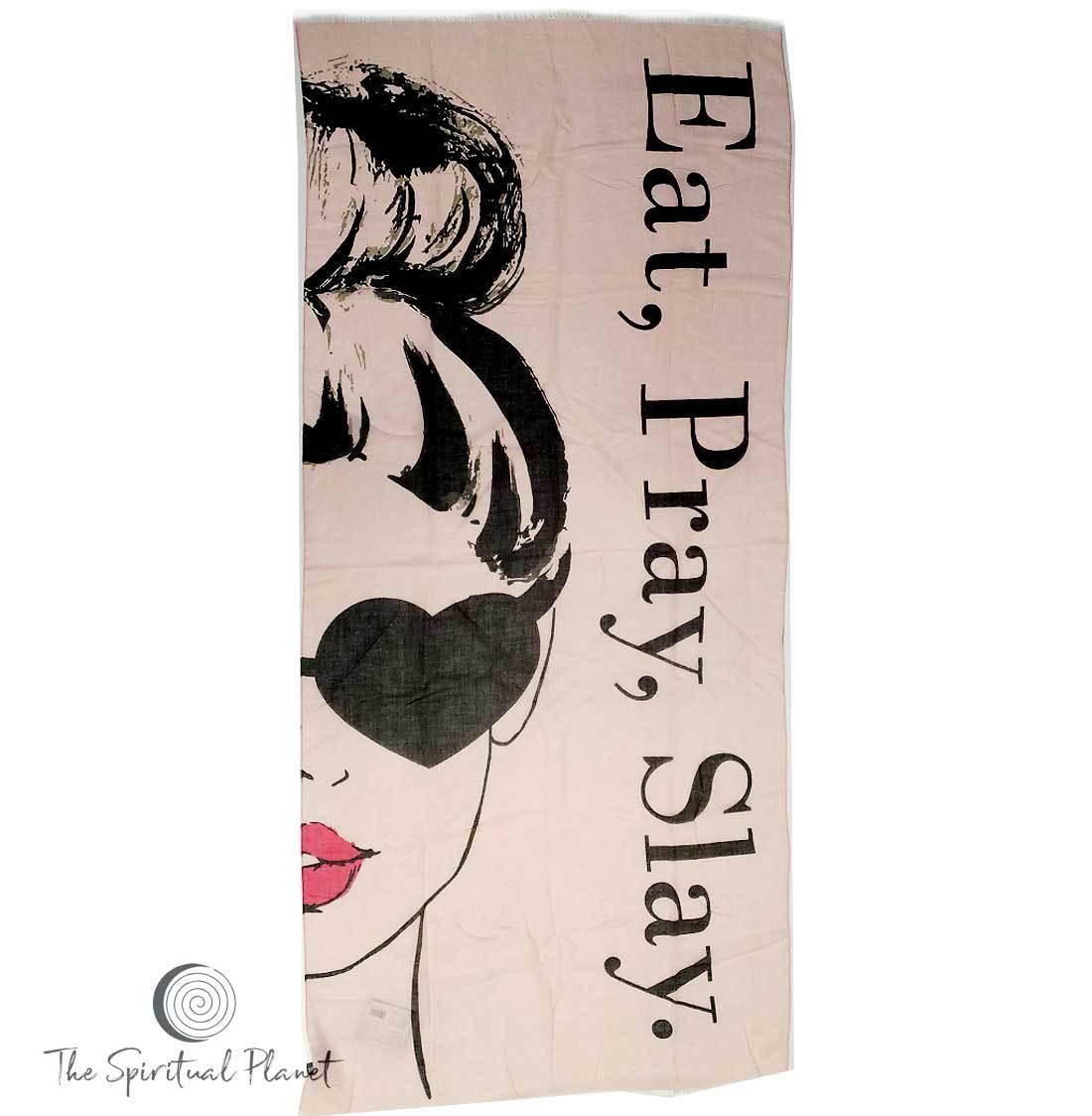Mantra Scarf "Eat, Pray, Slay" Mantra Scarf "Be Mindful" Mantra  mindulness mantra affirmations intentions scarf pompom scarf