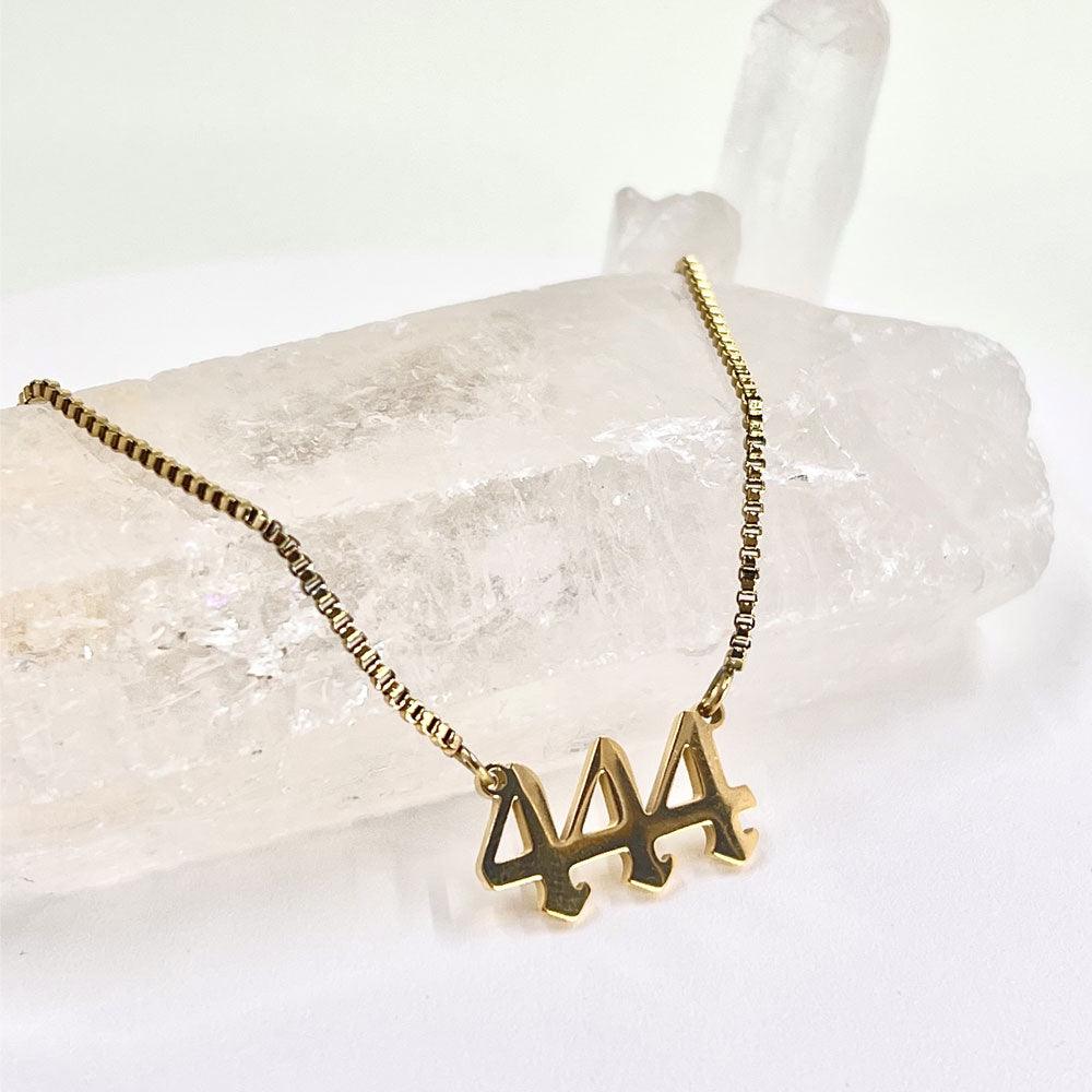 Angel Number 444 Script Necklace