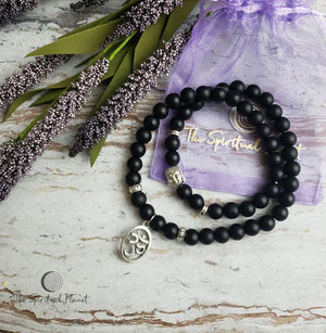 OM Agate Wrap Bracelet Buddha Beads OM charm bracelet 