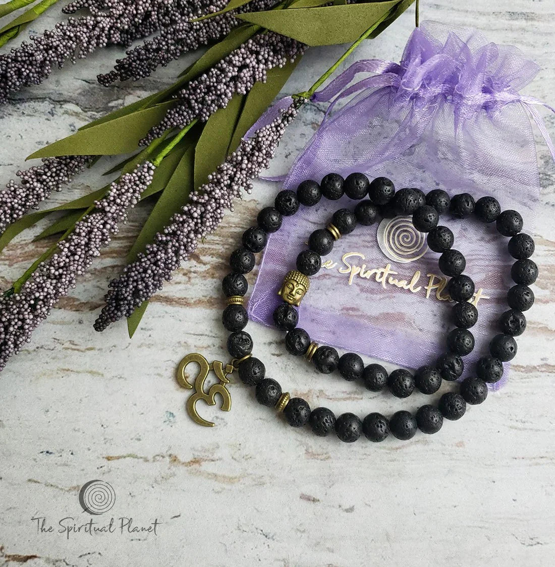 OM Lava Stone Wrap Bracelet OM Agate Wrap Bracelet Buddha aromatherapyBeads OM charm bracelet 