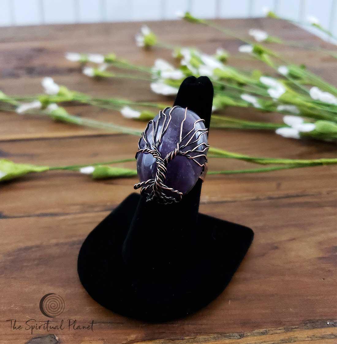 Tree of Life Ring, Tree of Life Teardrop Necklace, opalite, obsidian, Tree of Life Silver Heart Necklace, tiger eye, Silver Tree of Life Teardrop Necklace, wire wrapped stone, rose quartz, green aventurine, amethyst, necklace