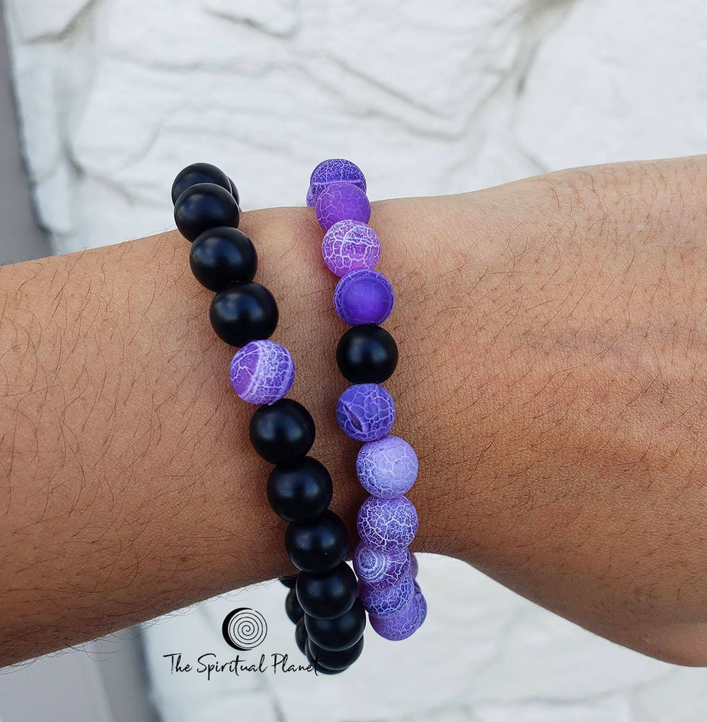 couples bracelet, love, friendship bracelet, purple bracelet, lava stone