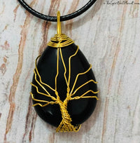 Tree of Life Teardrop Necklace, opalite, obsidian, Tree of Life Silver Heart Necklace, tiger eye, Silver Tree of Life Teardrop Necklace, wire wrapped stone, rose quartz, green aventurine, amethyst, necklace