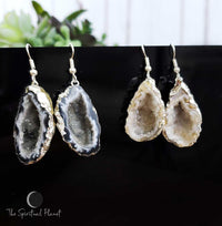  Genuine Geode Druzy Earrings Druzy Slice Earrings Amethyst and Quartz Crystals genuine amethyst genuine crystals 