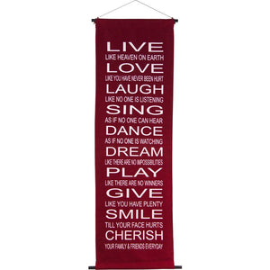 Inspirational Banner Live, Love, Laugh  Live, Love, Laugh Inspirational Wall Hanging spiritual banner yoga banner 