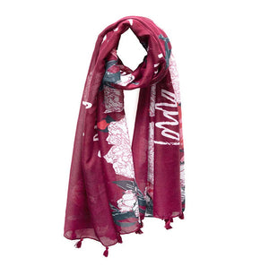 Mantra Scarf "Love With All Your Heart" Mantra Scarf "Be Mindful" Mantra  mindulness mantra affirmations intentions scarf pompom scarf