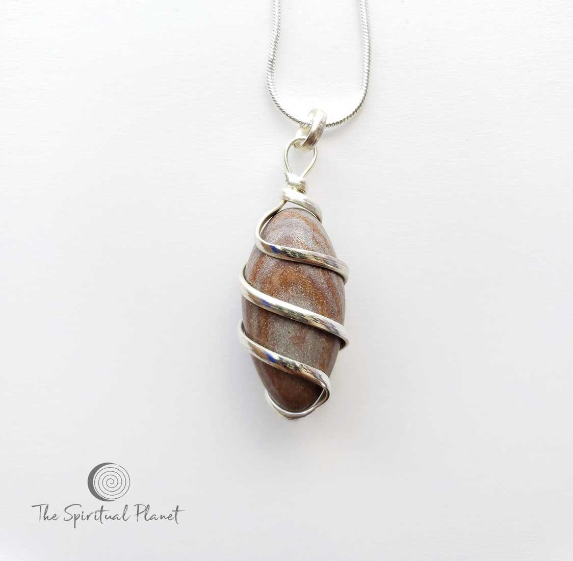Shiva Lingam Wire Wrapped Pendant Necklace, stones necklace, lingam stone, india