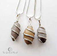 Shiva Lingam Wire Wrapped Pendant Necklace, stones necklace, lingam stone, india