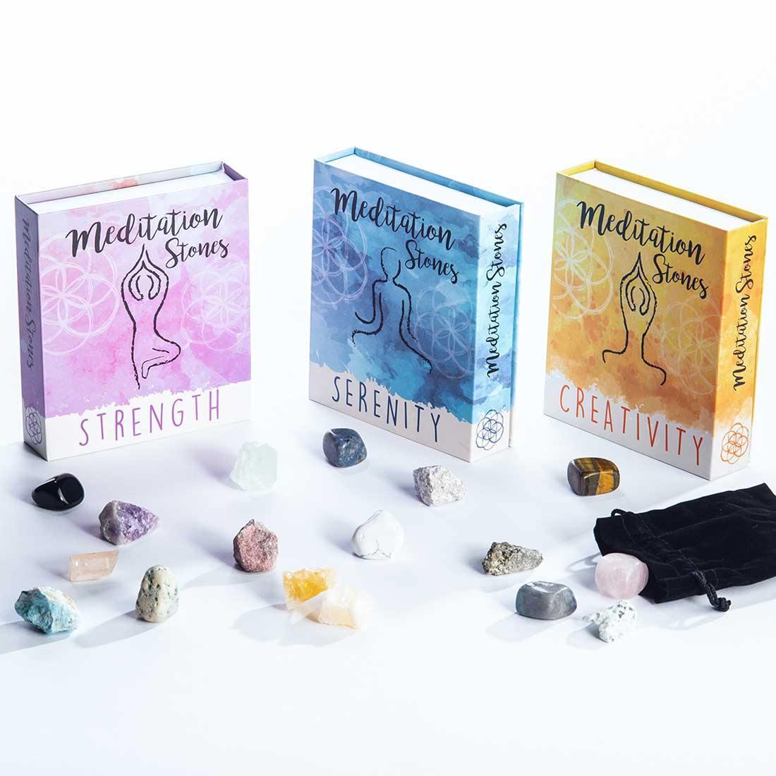 Meditation crystals, crystals for strength, crystals for serenity, crystals for creativity, aventurine, amethyst, quartz, sodalite, fluorite, rhodonite