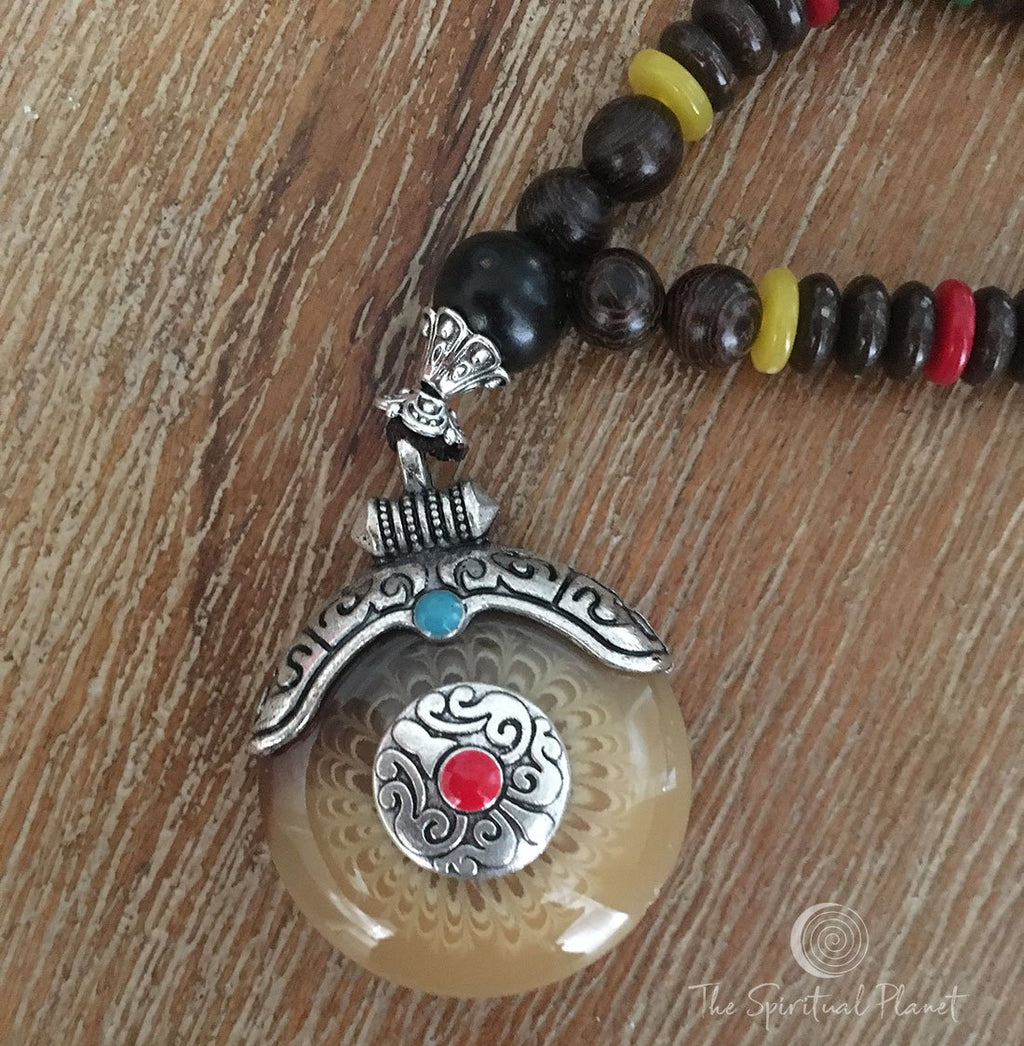 Red Stone and Silver Mala