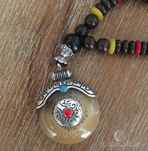 Red Stone and Silver Mala