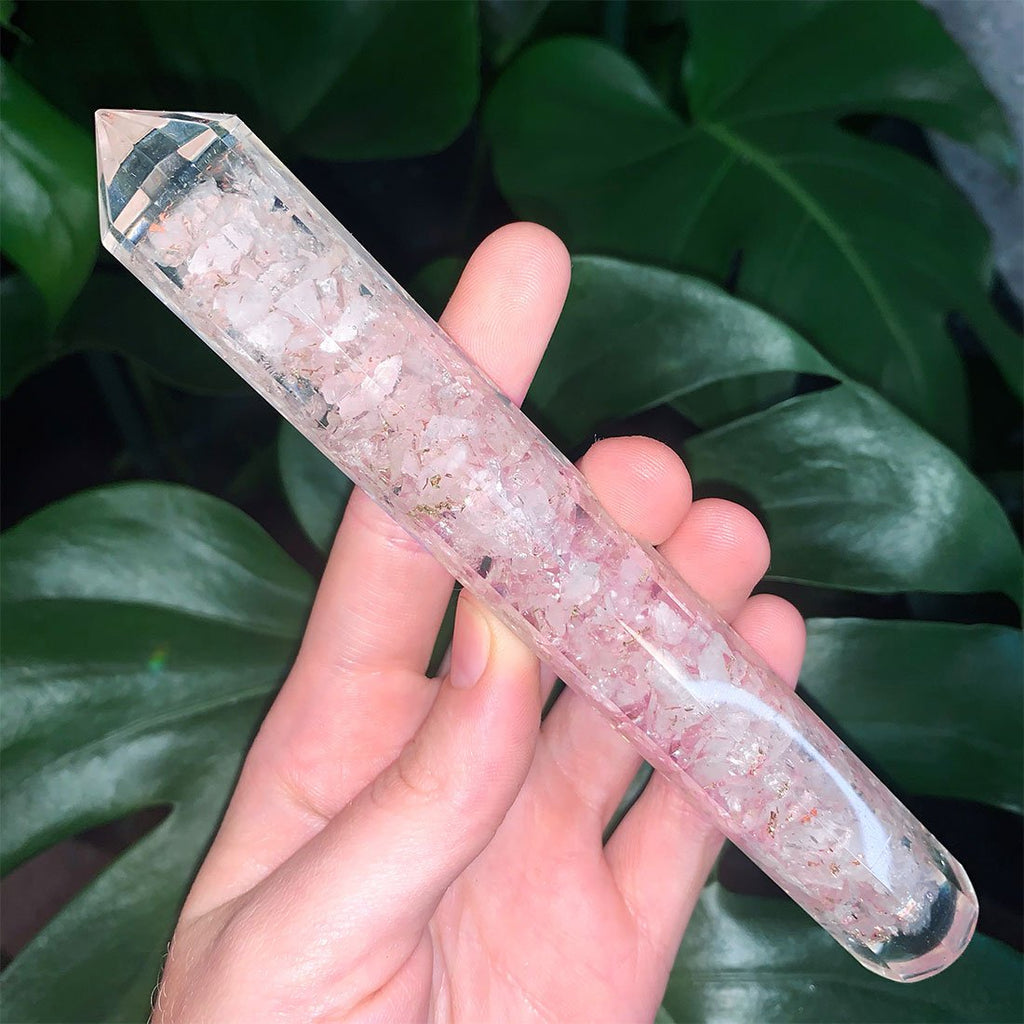 Rose Quartz Organite Wand, crystal, healing, meditation