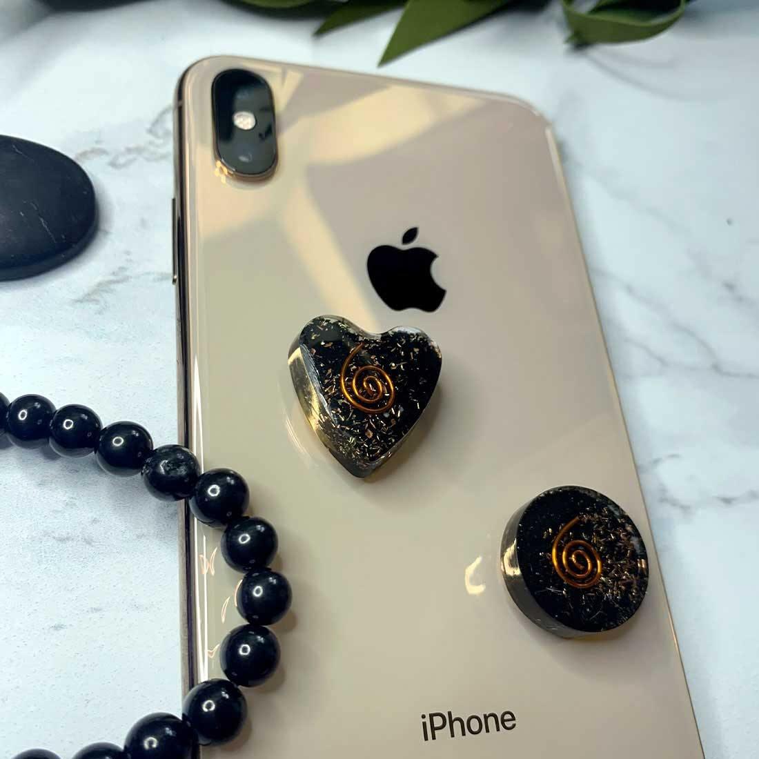 shungite bracelet, shungite necklace, shungite stone, worry stone, orgonite phone sticker, shungite cell phone sticker , the spiritualplanet