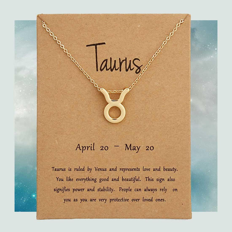 Gold Taurus Zodiac Necklace
