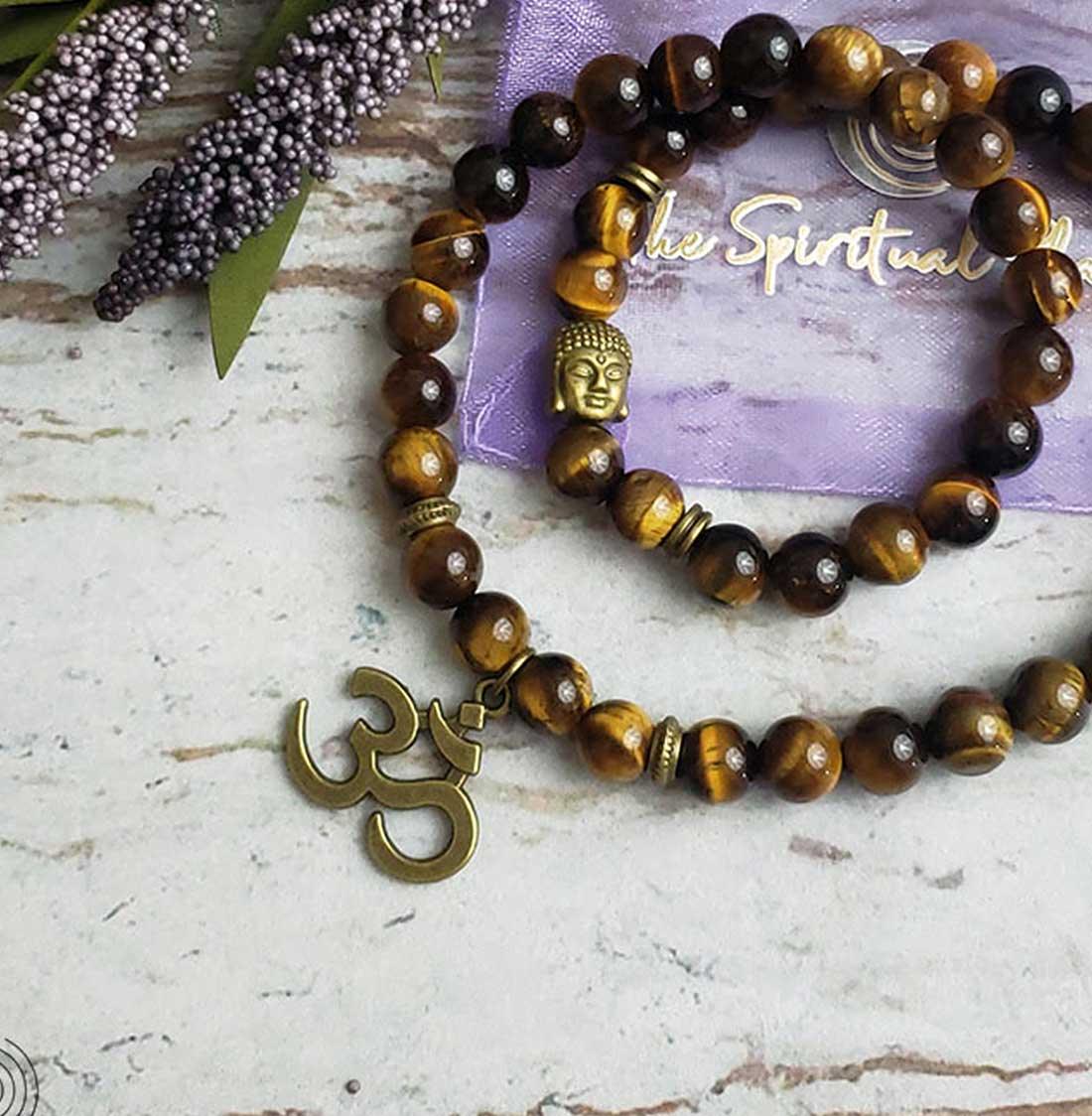 OM Tiger's Eye Wrap Bracelet OM Lava Stone Wrap Bracelet OM Agate Wrap Bracelet Buddha aromatherapy Beads OM charm bracelet 