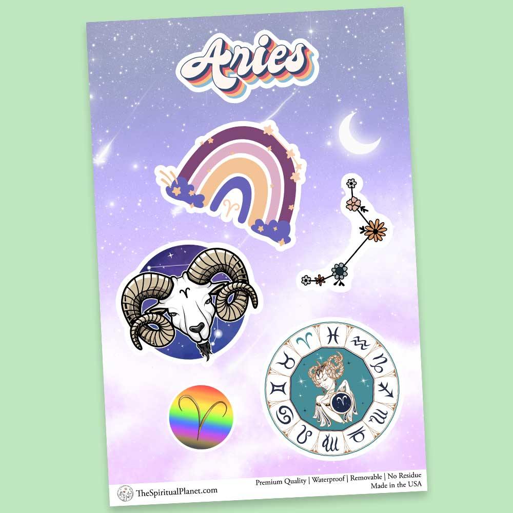 "Aries" stickers, vinyl sticker, sticker sheets, large stickers, removable stickers, printed in usa