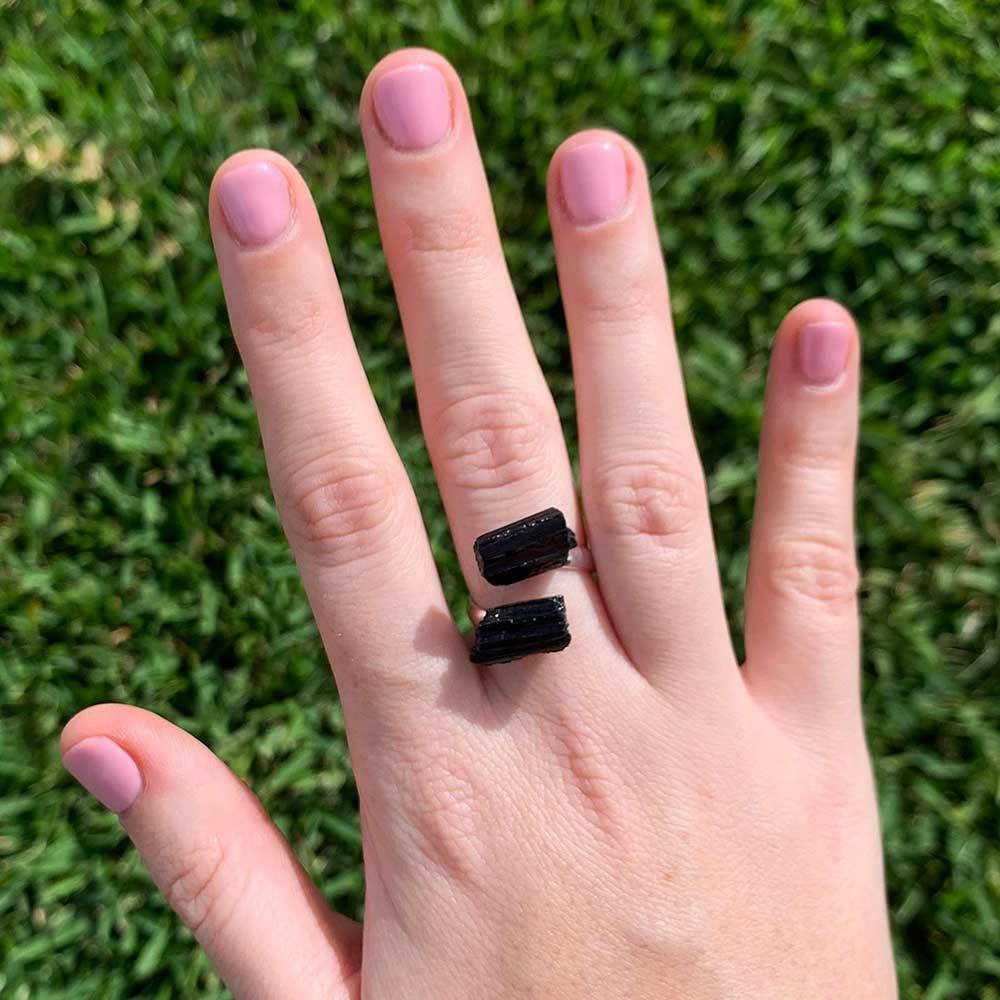 black tourmaline ring crystal jewelry 