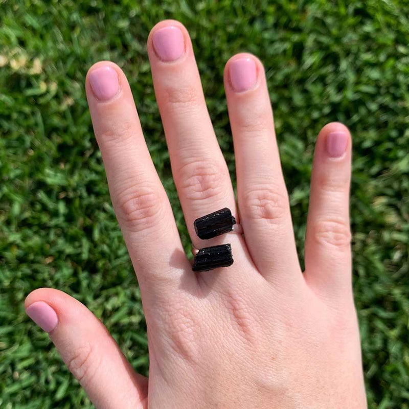 black tourmaline ring crystal jewelry 