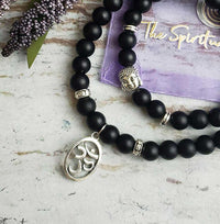 OM Agate Wrap Bracelet Buddha Beads OM charm bracelet 