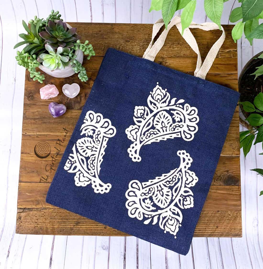 Imprints of India Paisley Jute Tote Bag Totes canvas bag bag eco bag eco friendly reusable bag cotton bag sustainable bag backpack