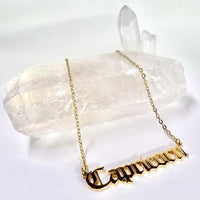 capricorn Necklace, Capricorn Script Necklace, Capricorn Zodiac Sign Necklace, Zodiac Gift, Capricorn Name Necklace, Capricorn Old English Necklace, Capricorn Gifts