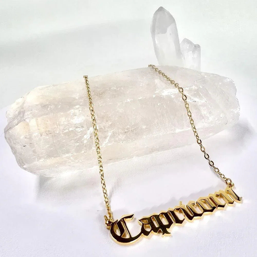 capricorn Necklace, Capricorn Script Necklace, Capricorn Zodiac Sign Necklace, Zodiac Gift, Capricorn Name Necklace, Capricorn Old English Necklace, Capricorn Gifts