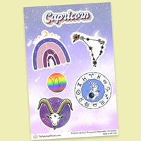 "Capricorn" stickers, vinyl sticker, sticker sheets, large stickers, removable stickers, printed in usa