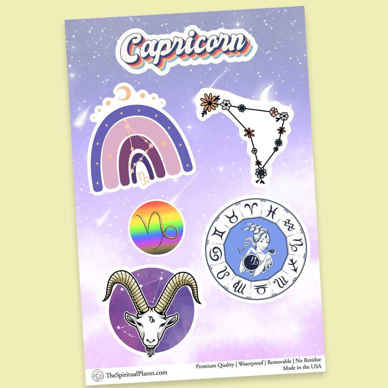 "Capricorn" stickers, vinyl sticker, sticker sheets, large stickers, removable stickers, printed in usa