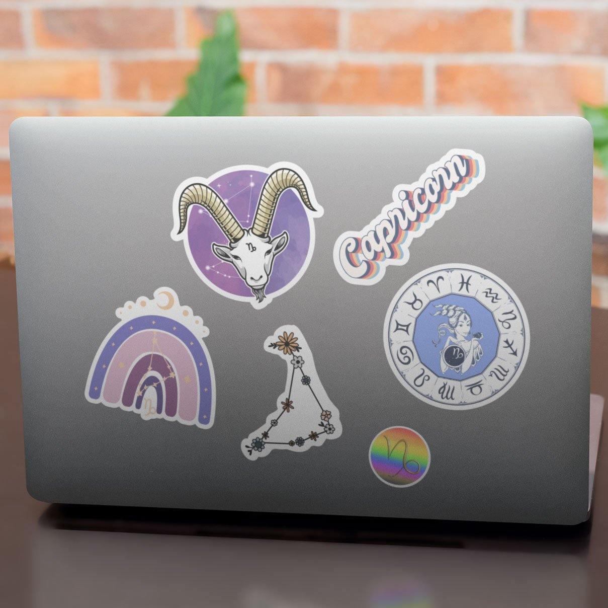 "Capricorn" stickers, vinyl sticker, sticker sheets, large stickers, removable stickers, printed in usa