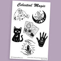 "Celestial Magic" stickers, vinyl sticker, sticker sheets, large stickers, removable stickers,printed in usa,