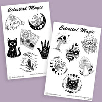 "Celestial Magic" stickers, vinyl sticker, sticker sheets, large stickers, removable stickers,printed in usa,
