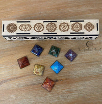Orgone 7 Chakra Pyramid Set, chakra, chakras orgonite pyramid