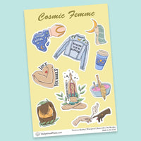 "Cosmic Vibes" stickers, vinyl sticker, sticker sheets, large stickers, removable stickers, printed in usa