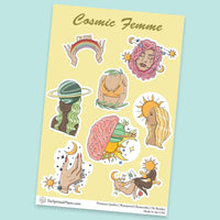 "Cosmic Vibes" stickers, vinyl sticker, sticker sheets, large stickers, removable stickers,printed in usa
