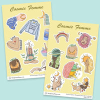 "Cosmic Vibes" stickers, vinyl sticker, sticker sheets, large stickers, removable stickers, printed in usa