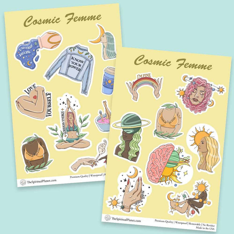 "Cosmic Vibes" stickers, vinyl sticker, sticker sheets, large stickers, removable stickers,printed in usa