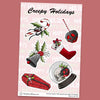 "Creepy Holidays" stickers, vinyl sticker, sticker sheets, large stickers, removable stickers,printed in usa