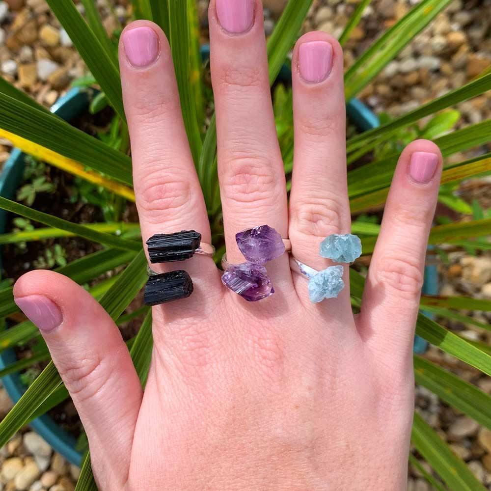 black tourmaline ring crystal jewelry 