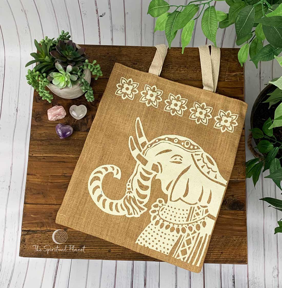 Imprints of India Elephant Jute Tote Bag
