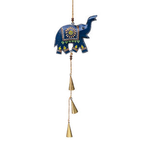 Henna Elephant Chime handmade wind chimes with bells Decorative wall hangings with mirror and beads wind chime 