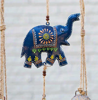 Henna Elephant Chime handmade wind chimes with bells Decorative wall hangings with mirror and beads wind chime 