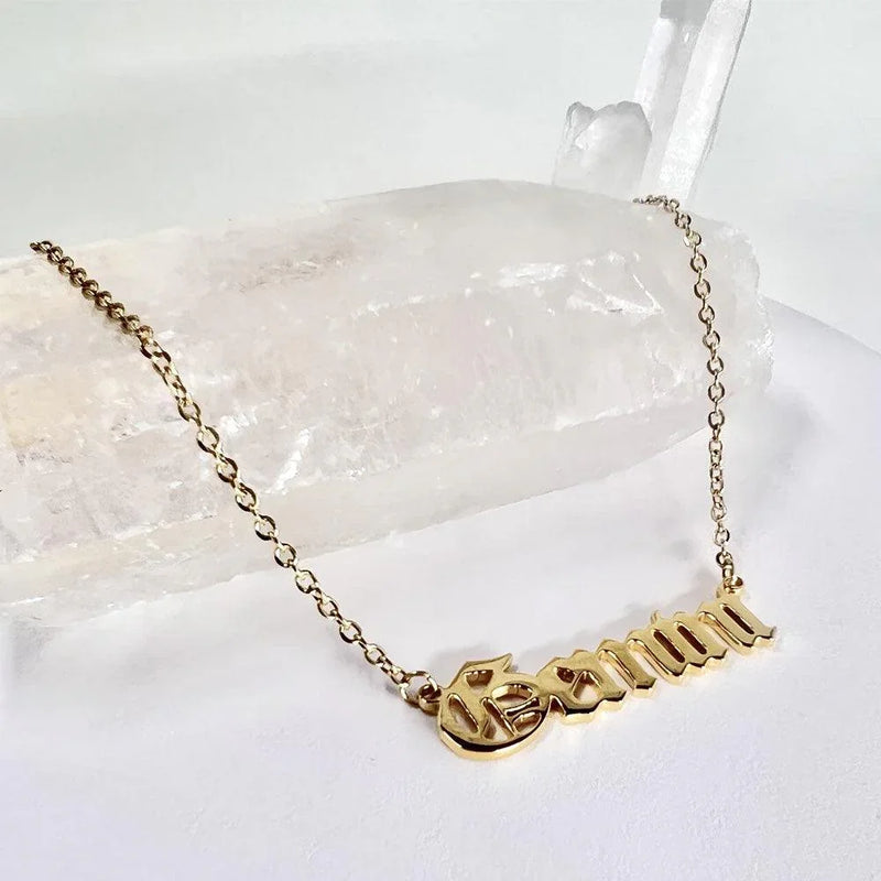 Gemini Necklace, Gemini Script Necklace, Gemini Zodiac Sign Necklace, Zodiac Gift, Gemini Name Necklace, Gemini Old English Necklace, GeminiGifts
