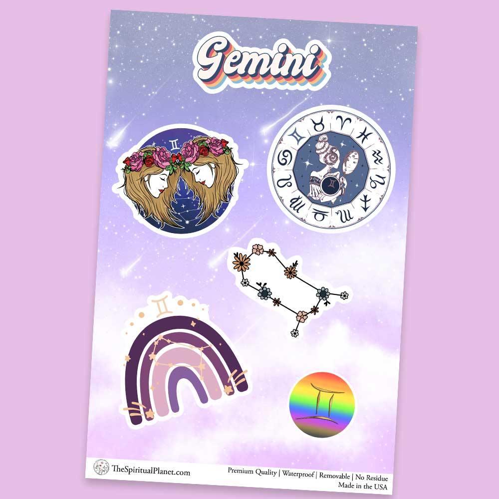 "Gemini" stickers, vinyl sticker, sticker sheets, large stickers, removable stickers,printed in usa
